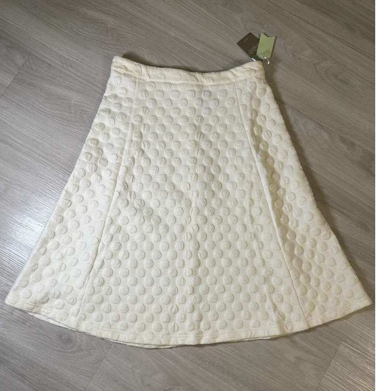HD in Paris Textured Circle Skirt Cream White A-line Midi Women's Size M