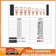 280PCS Car Copper Lug Ring Terminals Cable Electrical Wire Crimp Connectors Kit