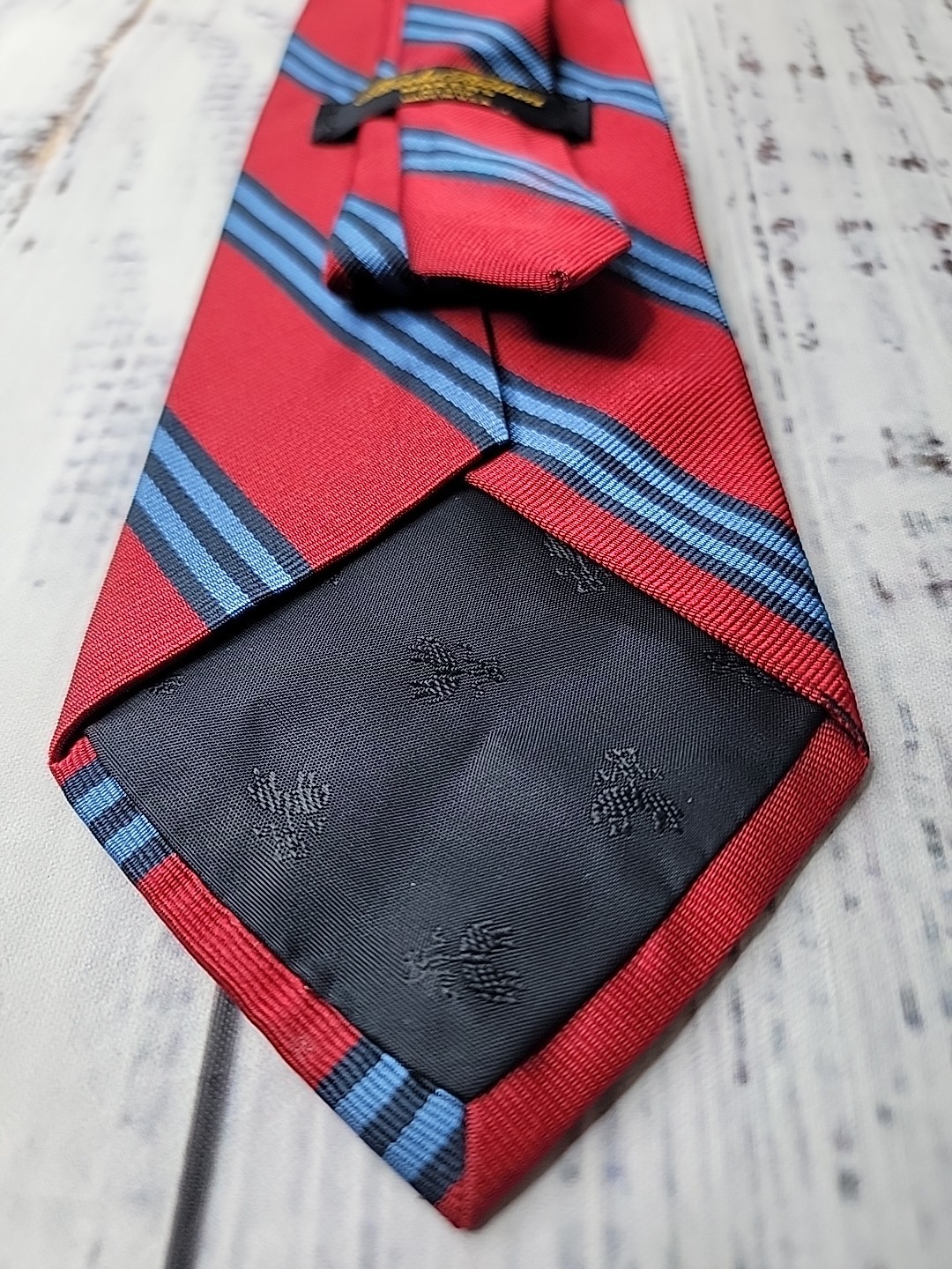 Brooks Brothers Maker Repp Tie Red with Blue Stripes Necktie Men's All Silk thumbnail 3