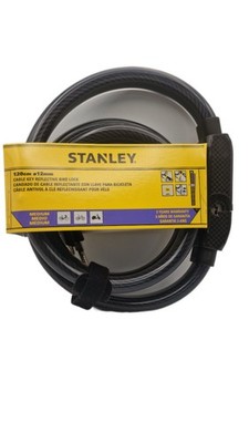 Stanley 120cm 12mm Reflektierendes Kabel Fahrradschloss mit 3 Schlüsseln Robust Diebstahlsicherung