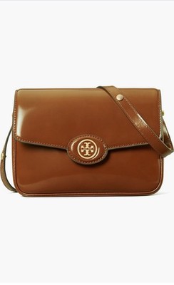 TORY BURCH DARK SIENNA ROBINSON SPAZZOLATO CONVERTIBLE SHOULDER BAG