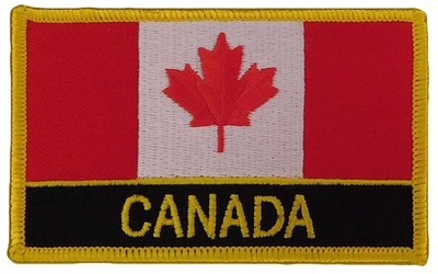 CANADIAN FLAG EMBROIDERED PATCH IRON-ON SEW-ON (3.5x2.25'') CANADA MAPLE LEAF RED