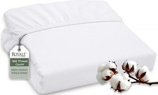 ROYALE LINENS 300 Thread Count 100 Long Staple Combed Cotton Fitted Sheet Calif