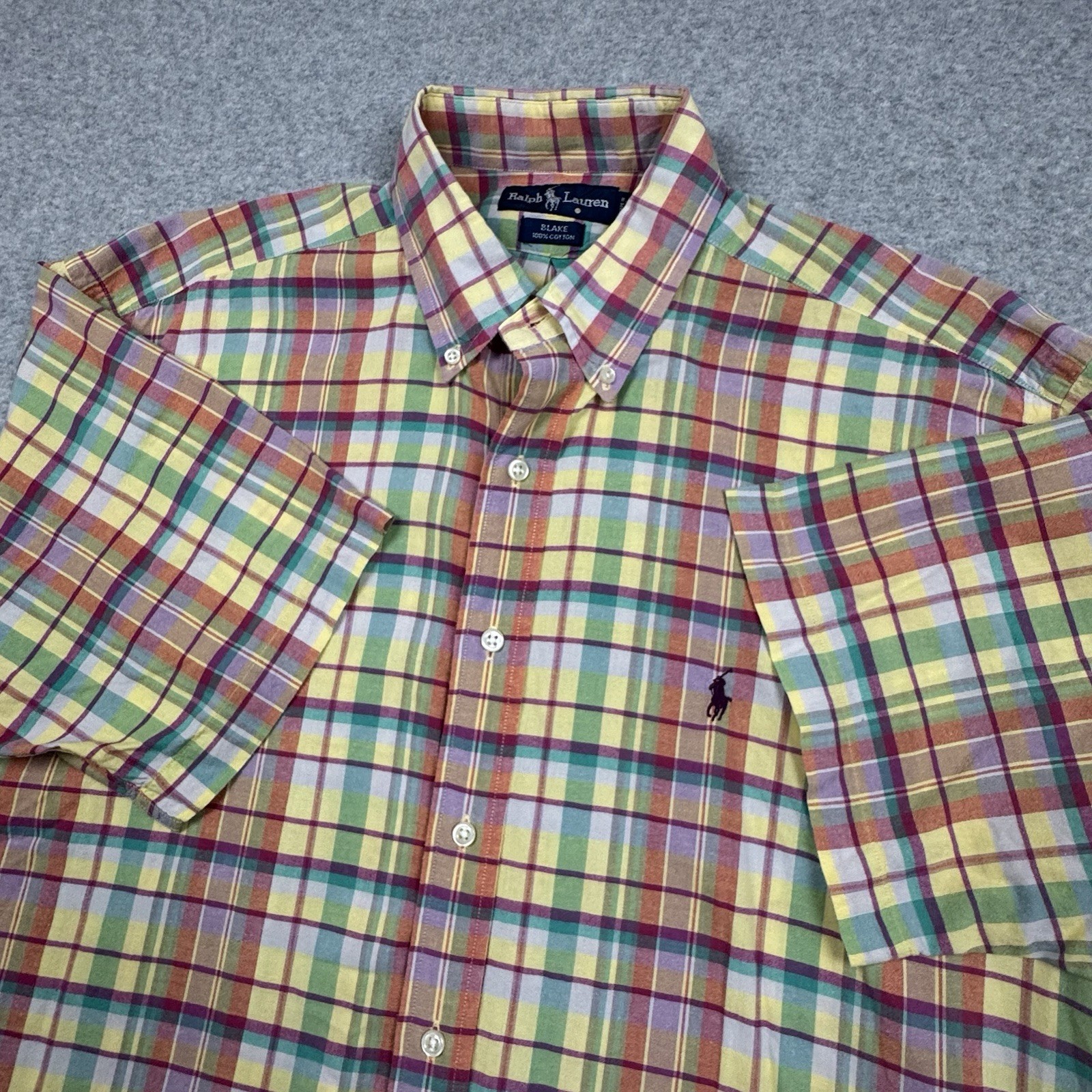 Camicia vintage Y2K Ralph Lauren colorata a quadri uomo grande abbottonata preppy pony