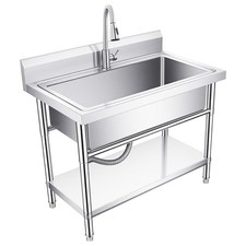 Freestanding 304 Stainless Steel Utility Sink 1 Compartment w/ Faucet