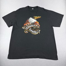 VTG Miller Genuine Draft T Shirt Mens XL Black Eagle Beer Graphic 2005 Hybrid