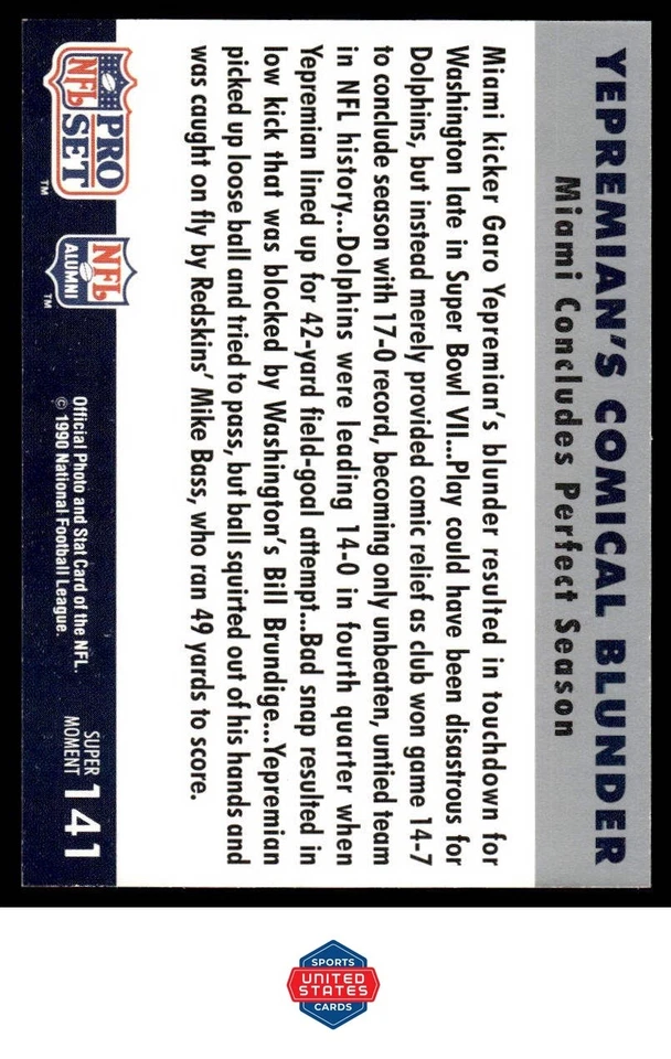 1990-91 Pro Set Super Bowl XXV #141 Yepremian's Comical Blunder - Image 2 of 2