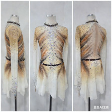 Figure Skating Dress Ice Skating Dress brown Halo Dyeing Competition Skating