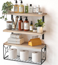 Amada Bathroom Shelves Over Toilet with Storage Basket, Floating Shelves Wall Sh