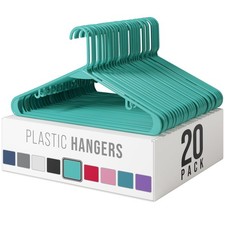Aqua Plastic Hangers 20 Pack - Space Saving Clothes Hangers for Closet