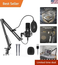 USB Microphone with Adjustable Boom Arm - Perfect for Content Creators