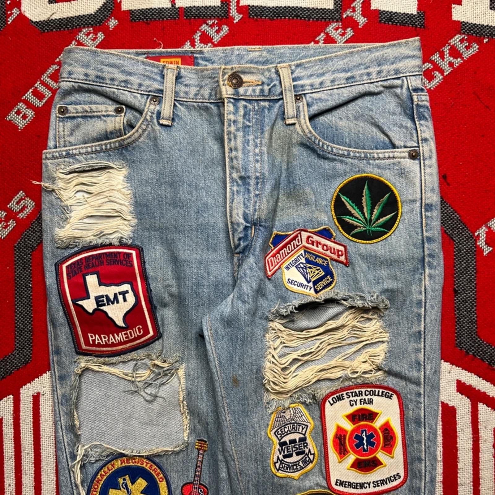 Vintage Edwin US Classics Patchwork Denim Jeans | 30W 28L image 2