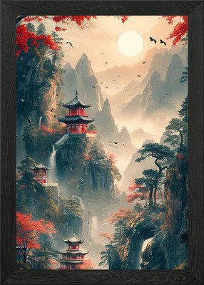 Chinesische Landschaft Japanisch Gerahmtes Wandbild Poster Leinwanddruck Bild