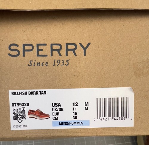 Sperry Billfish 3-Eye Boat Shoe Men's Lace up Casual Shoes Dark Tan 12 Leather - Picture 4 of 11