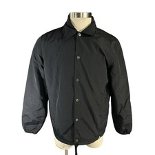 American Giant Coach Jacket Sz Med Black Nylon Cotton Lined Windbreaker USA Made