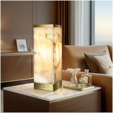 Alabaster Rechargeable Table Lamp for Living Room Bedroom Nightstand, Portabl...