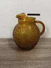 Vintage Anchor Hocking Lido Milano Crinkle Amber Honey Amber Ball Glass Pitcher