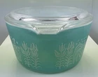 Vtg Pyrex 473 Turquoise Butterprint Amish 1 Qt Cinderella Casserole Dish 470 Lid
