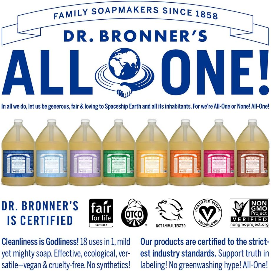 1 Gallon (Pack of 1) Dr. Bronner’s PureCastile Liquid Soap