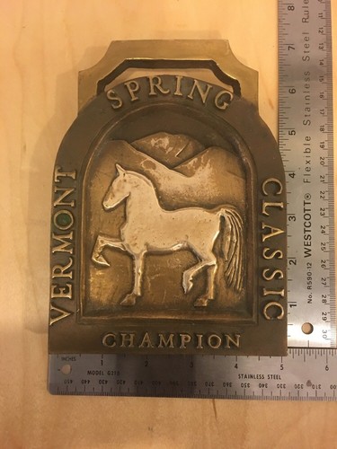 Vintage massive Bronze Vermont Spring klassisches Champion Pferd Plakette Schild - Bild 8 von 12
