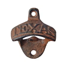 Rustic Cast Iron Texas Beer Soda Bottle Opener Wall Mounted Western Kitchen Bar