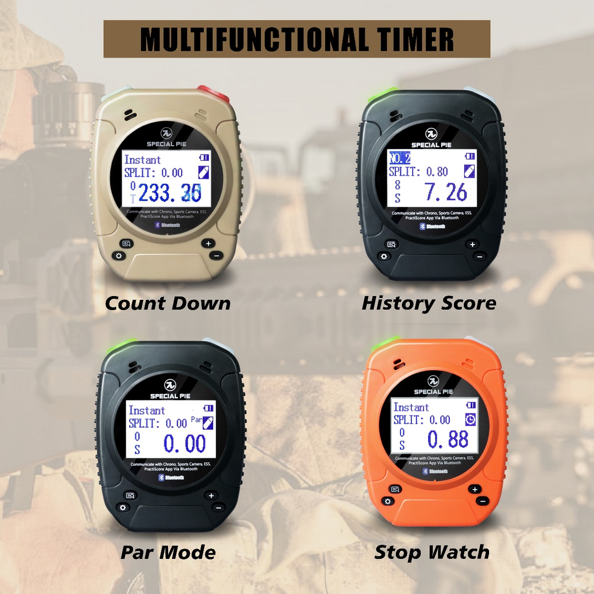SPECIAL PIE Shot Timer - Minuterie Compétition IPSC USPSA APSC IDPA Entraînement Tir Kaki