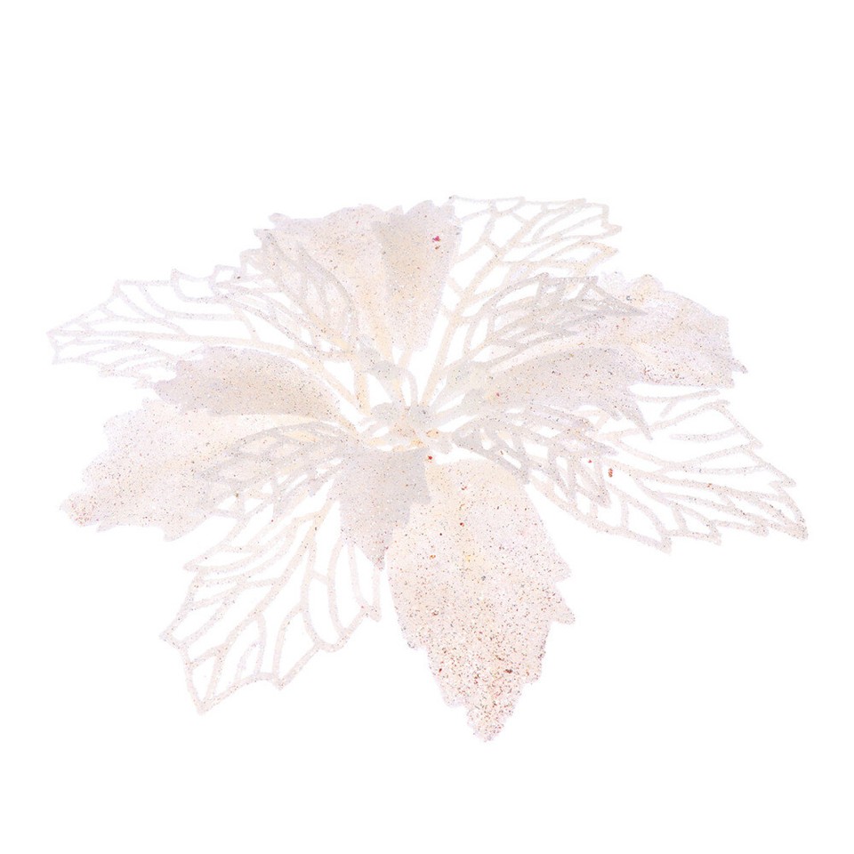 12 Pcs White Poinsettia Christmas Tree Decorations Pink Small Wreath