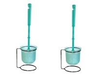 2-Pack Free Standing Toilet Brush Set   Compact Holder, Modern Design Mint Green