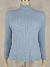 Alex Marie light blue 100 Cashmere mock neck ribbed pullover sweater ladies XL