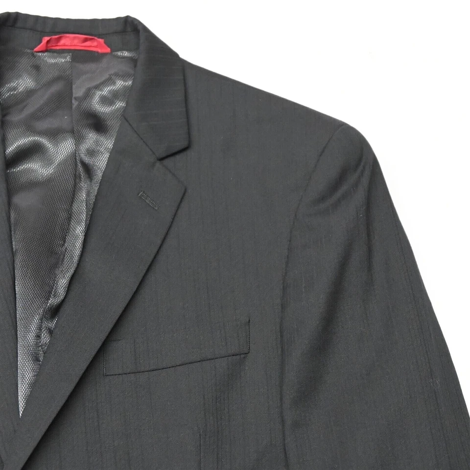 Alfani 42R 38x30 Black Stripe 100% Wool Mens Jacket Pants Suit - Image 2 of 4