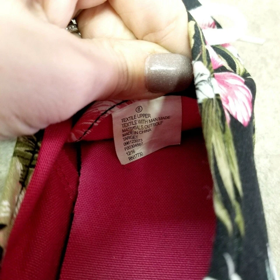 Mossimo Mujer 096123073 Talla 8 Negro Rosa Textil Floral Con Cordones Casual Zapatilla Foto 2 de 4