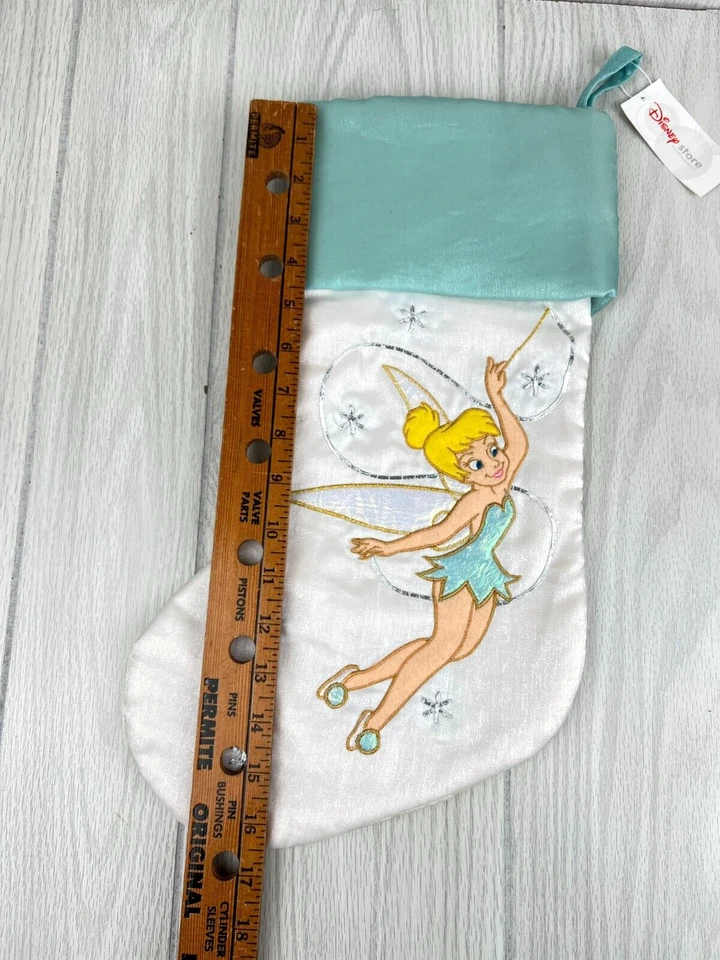Medias de Navidad vintage Disney Store TINKER BELL nuevas con etiquetas blancas azules Foto 2 de 4
