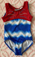DANSKIN TODDLER GIRLS PATRIOTIC GYMNASTICS/TUMBLING SLEEVELESS LEOTARD XS 4/5