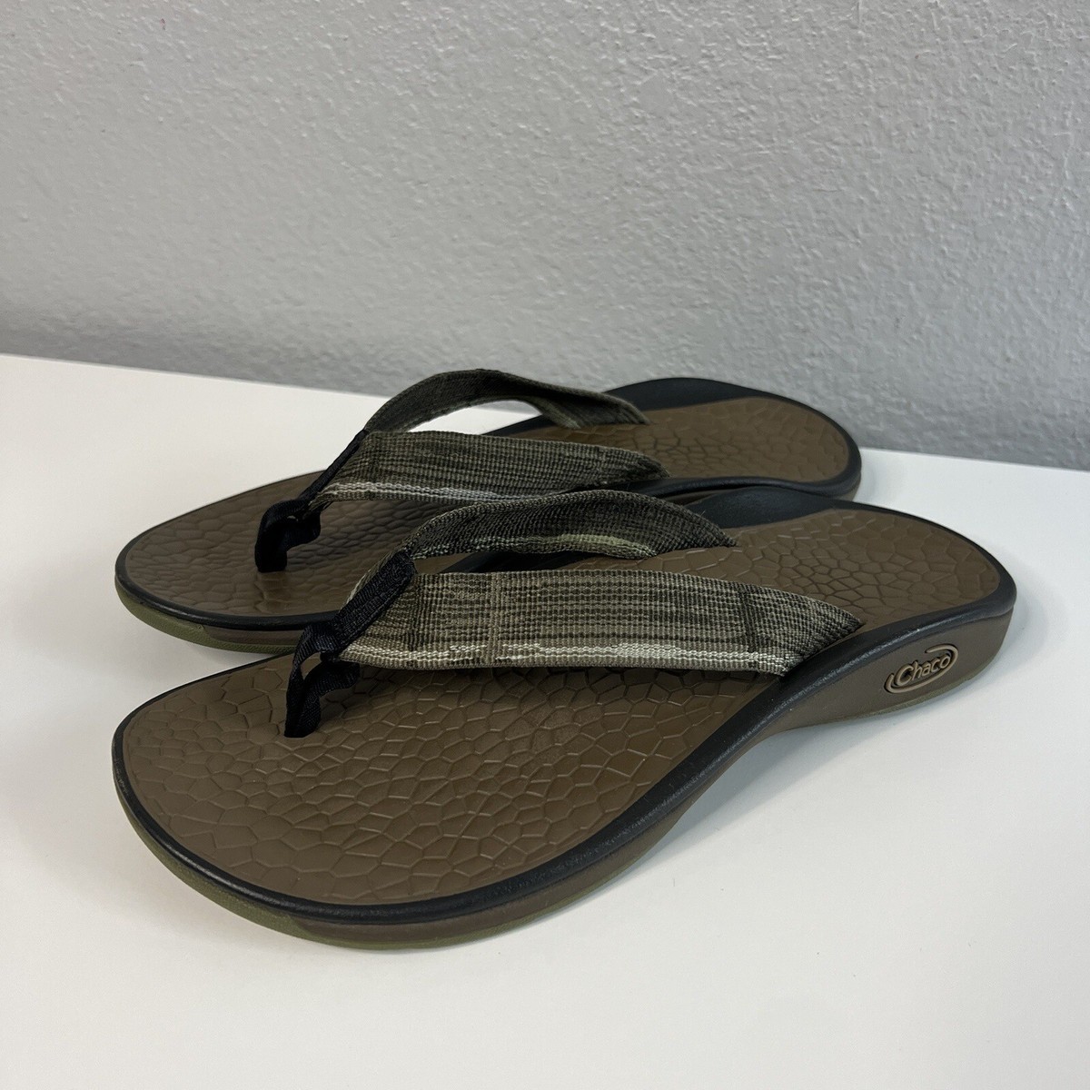 Chaco Flip Flops Eco Tread Green Sandals Thong Slides Open Toe