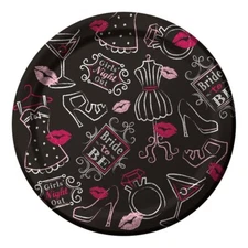 Bridal Bash Black Pink Girls Night Bachelorette Party 7" Paper Dessert Plates