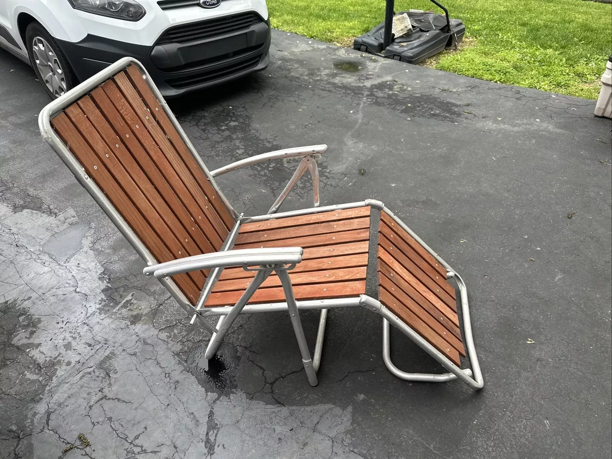 Vintage redwood chaise lounge deals