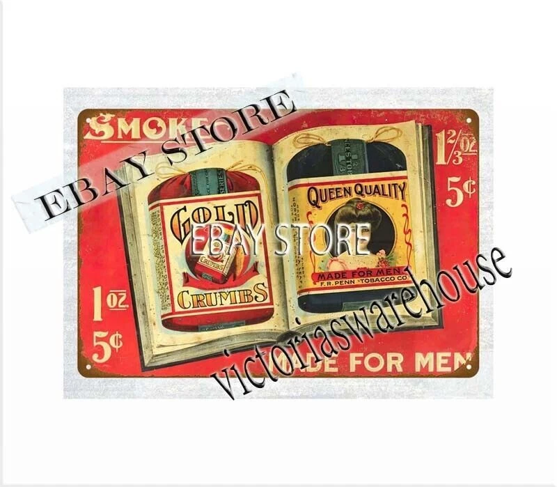 QUEEN QUALITY Gold Crumbs Tobacco smoker metal tin sign wall decor plaques 