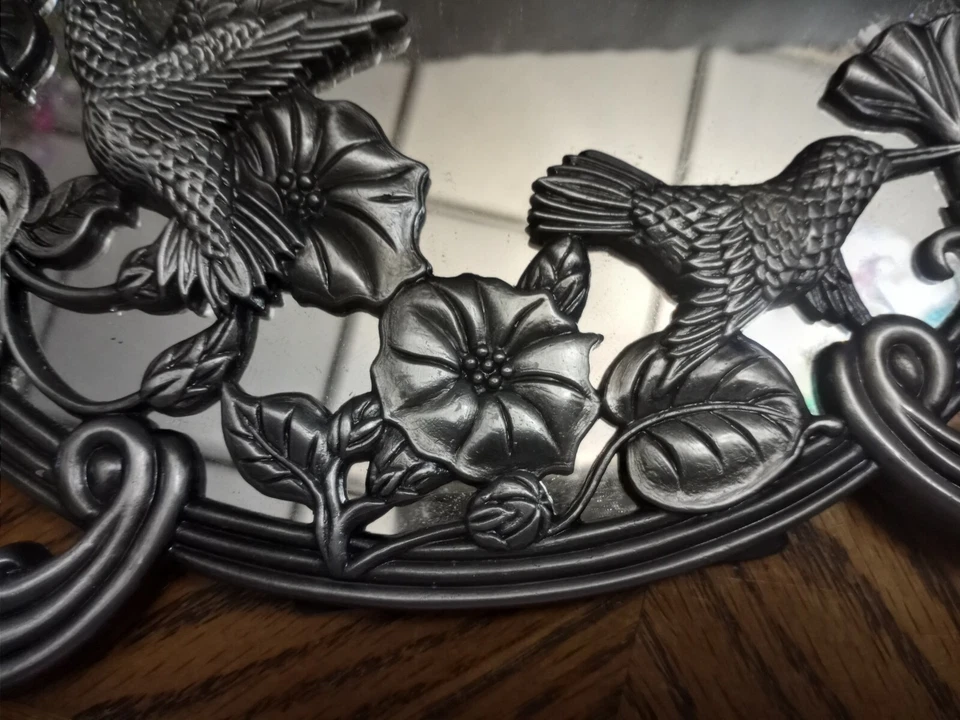 HUMMINGBIRD WALL MIRROR PEWTER 9'' - Image 2 of 4
