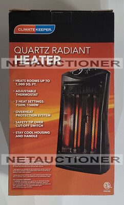 New Climate Keeper 1500 Watt Wide Area Coverage Quartz Radiant Tower Heater