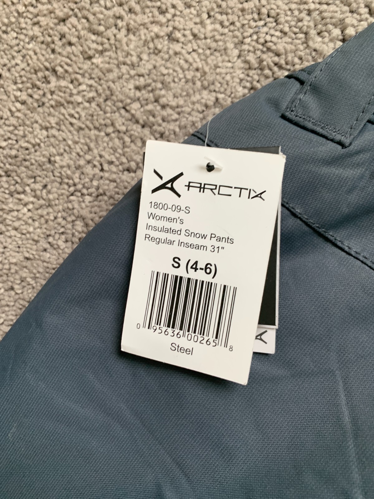 Arctix Insulated Snow Pants Set, Women's Size S, New W/Tags, Color Steel