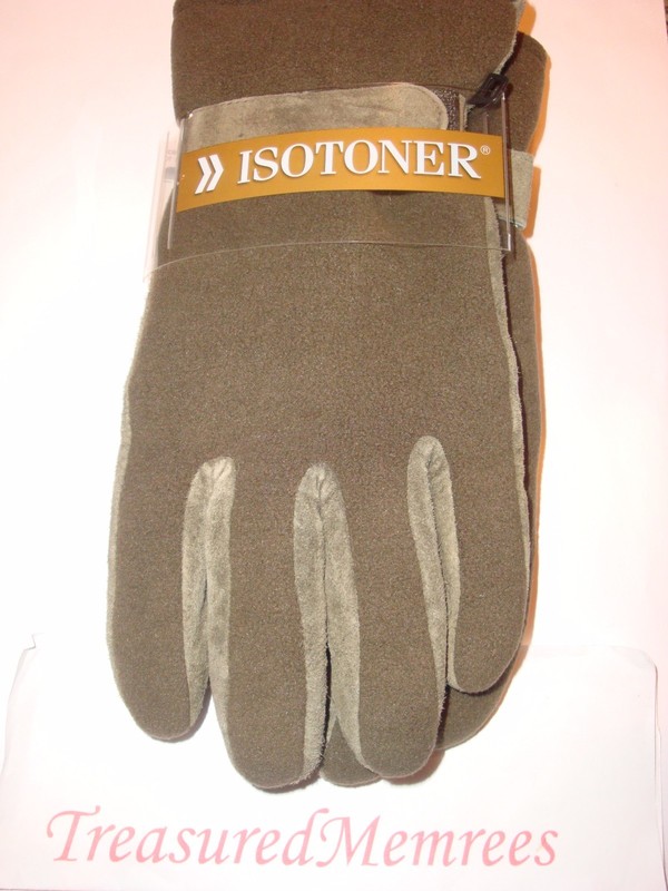 Isotoner Brushed Microfiber Gloves  ~ Size Medium/Large ~ Army Green ~ NWT