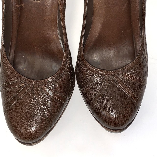 Aldo Chocolate Brown Leather Round Toe Pumps SZ 6 eBay