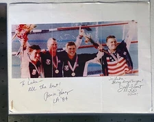 Bruce Hayes & Jeff Float 1984 LA Olympics Gold Swimmers 4×200 relay Signed Photo