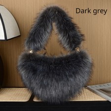 UK Lady Faux Fur Handbag Cute Fluffy Furry Handle Bag Heart Shaped Soft Winter