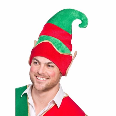 Erwachsene DELUXE ELFENMÜTZE + OHREN Xmas Weihnachten Party Festlich Bar Zart Kostüm