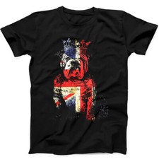Buldog British Dog Union Jack Flag England Crown King Gift Black T Shirt 65