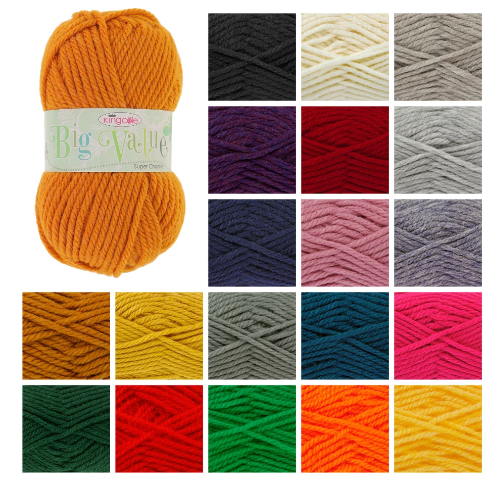 King Cole Big Value Super Chunky 100g Soft Acrylic Yarn