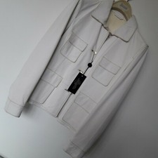 Giacca tipo sahariana vera pelle col. bianco LAMATTA (GFF) tg. 42 (NUOVO)