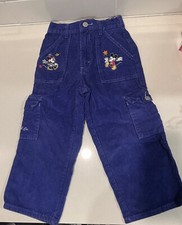 90s Retro Vtg DISNEY Mickey Co Kids Pants 4T PURPLE Corduroy Girls Embroidered