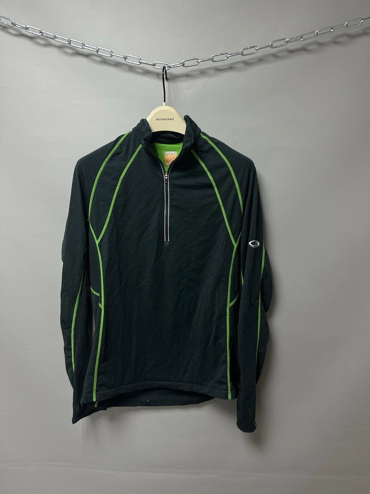 Icebreaker 200 GT Orange 1/4 Zip Merino Wool Base Layer Top Shirt Size S